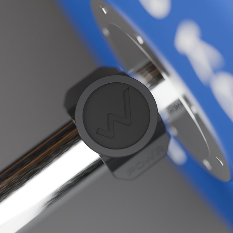 The clip on the sleeve from above: magnet ring around the textured plate with the W mark